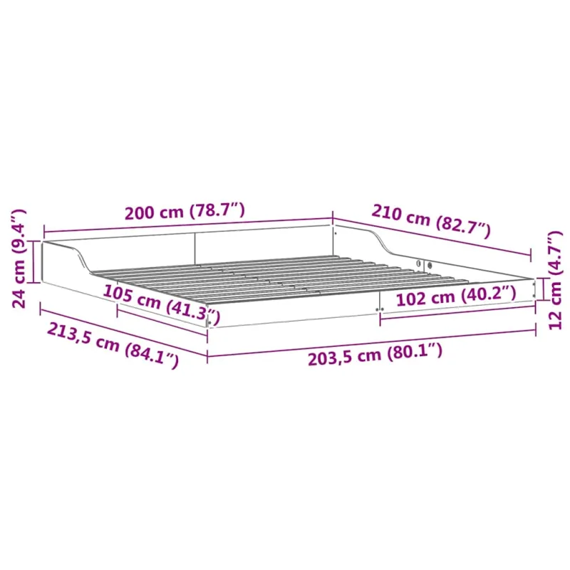 Lovos rėmas Balta 200 x 210 cm Kietos pušies mediena