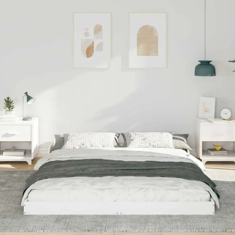 Lovos rėmas Balta 160 x 220 cm Kietos pušies mediena