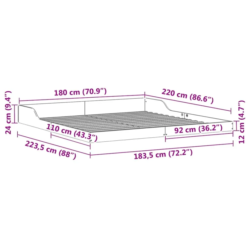 Lovos rėmas Vaško ruda 180 x 220 cm Kietos pušies mediena
