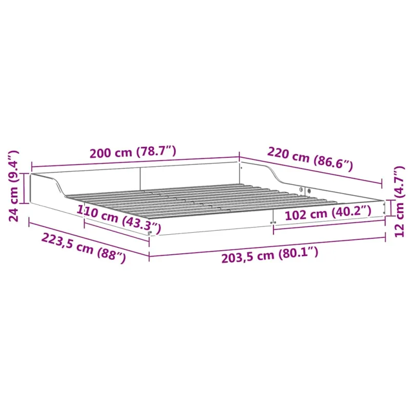 Lovos rėmas Vaško ruda 200 x 220 cm Kietos pušies mediena