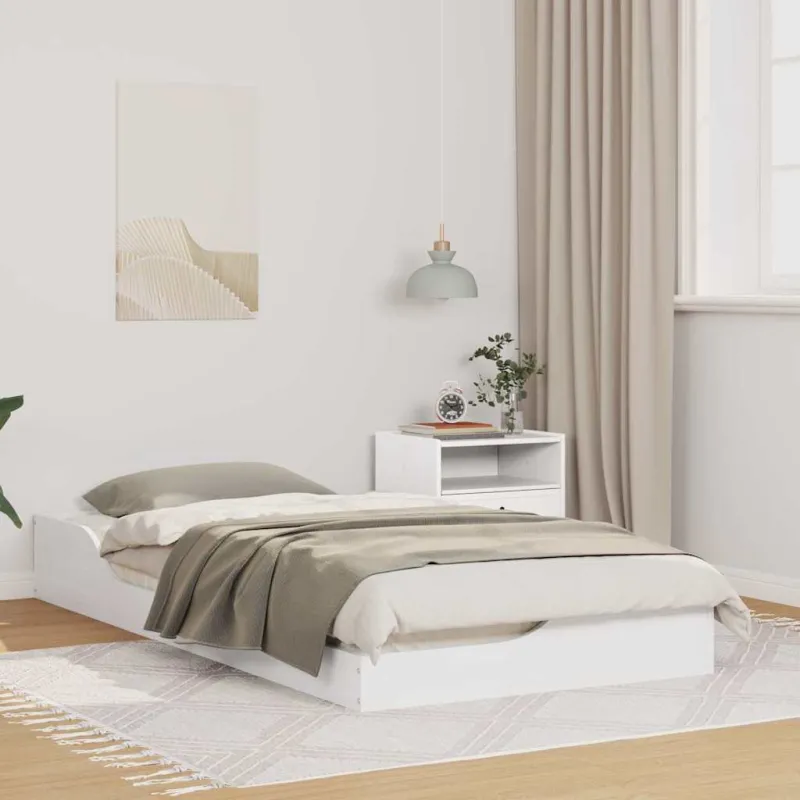 Lovos rėmas Balta 90 x 190 cm Kietos pušies mediena