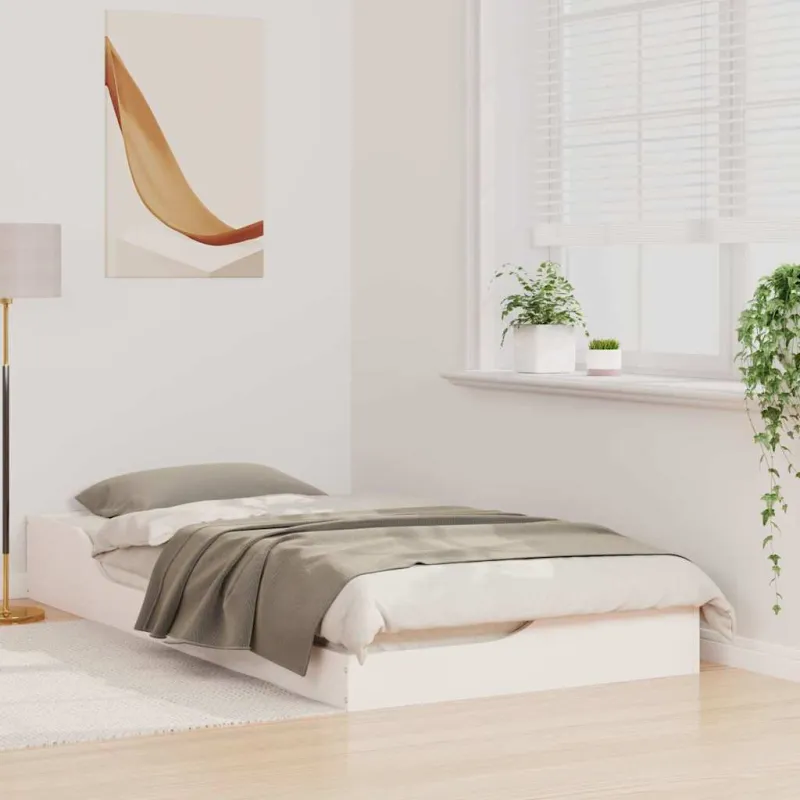 Lovos rėmas Balta 75 x 190 cm Kietos pušies mediena