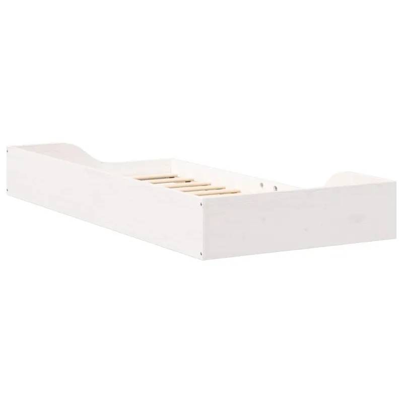 Lovos rėmas Balta 75 x 190 cm Kietos pušies mediena