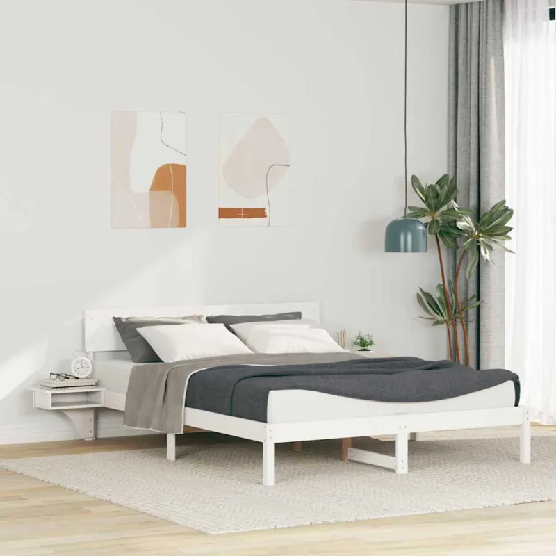 Lovos rėmas Balta 150 x 200 cm Kietos pušies mediena