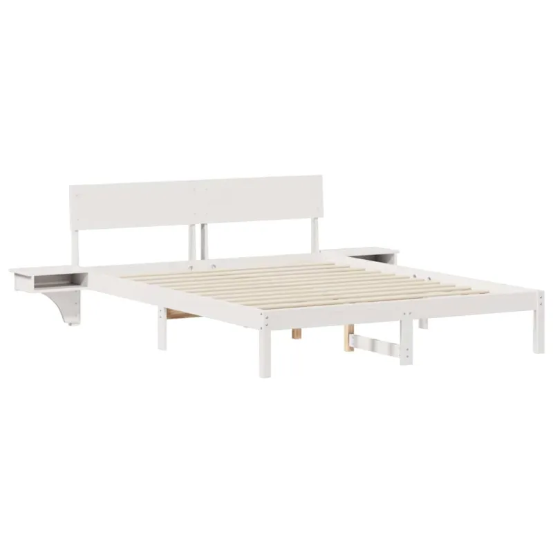 Lovos rėmas Balta 150 x 200 cm Kietos pušies mediena