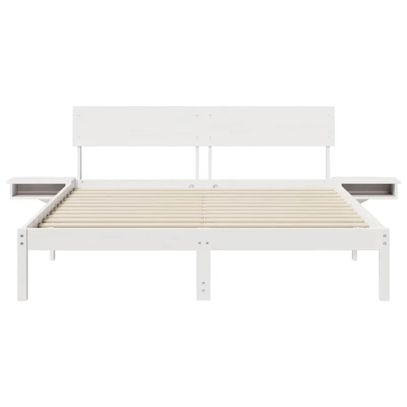 Lovos rėmas Balta 150 x 200 cm Kietos pušies mediena