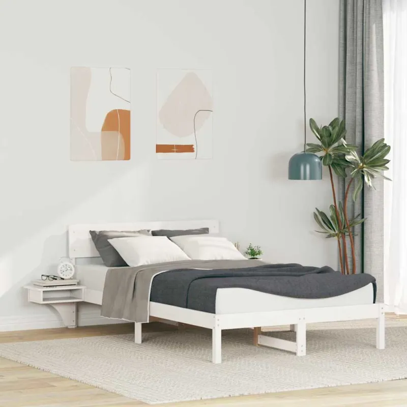 Lovos rėmas Balta 140 x 200 cm Kietos pušies mediena