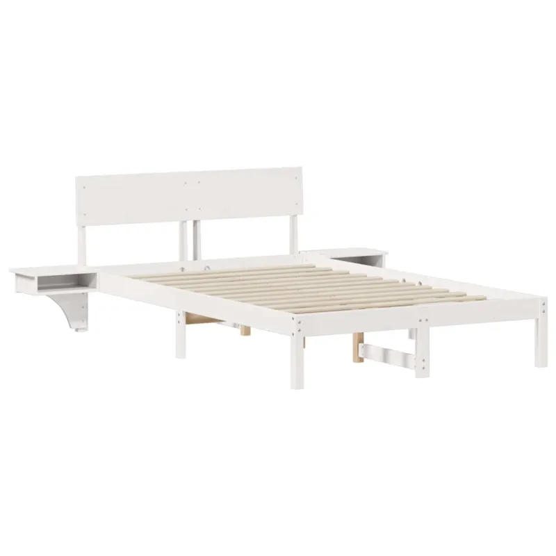 Lovos rėmas Balta 135 x 190 cm Kietos pušies mediena