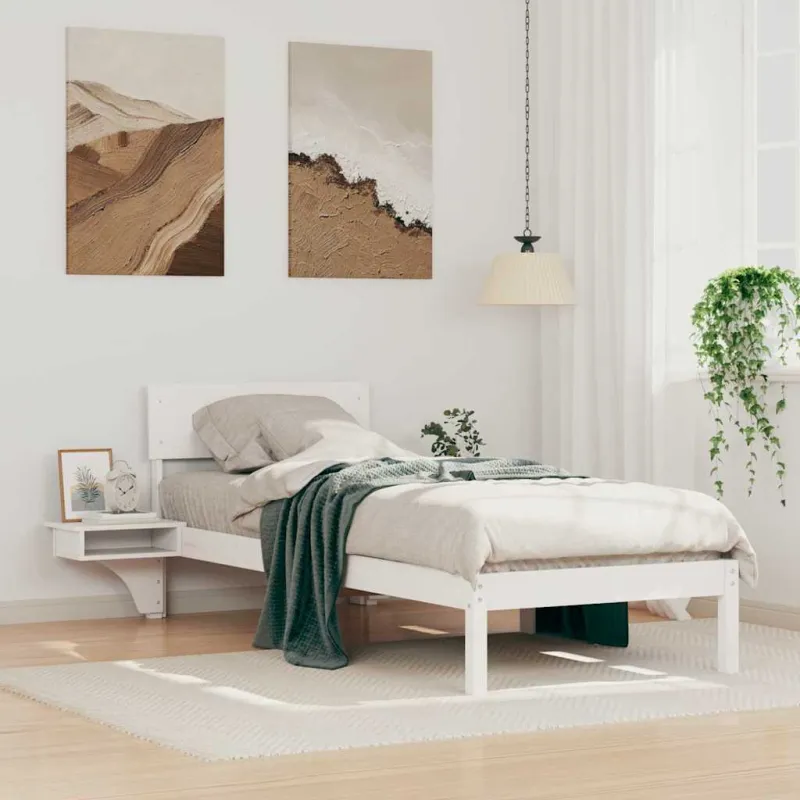 Lovos rėmas Balta 75 x 190 cm Kietos pušies mediena