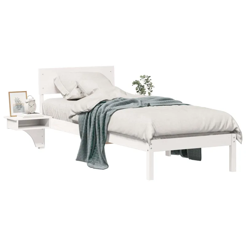 Lovos rėmas Balta 75 x 190 cm Kietos pušies mediena