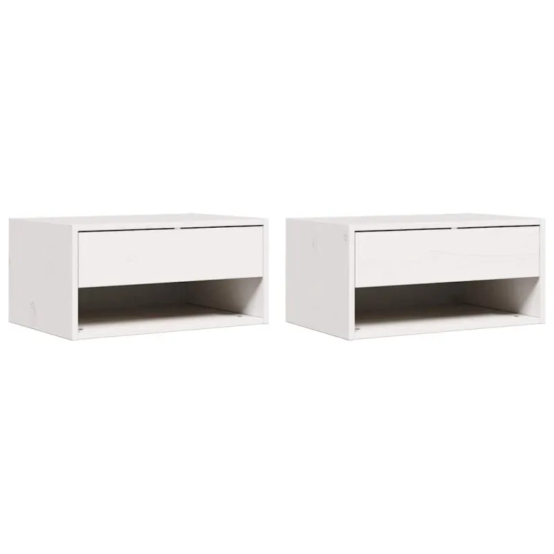Naktinis staliukas 2 pcs Balta 50 x 32,5 x 24 cm Pušies masyvas