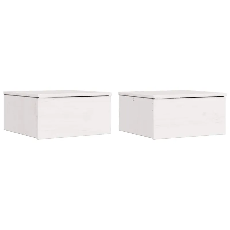 Naktinis staliukas 2 pcs Balta 37 x 35 x 18,5 cm Pušies masyvas