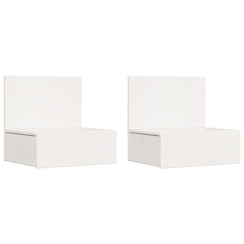Naktinis staliukas 2 pcs Balta 42 x 32,5 x 40 cm Pušies masyvas
