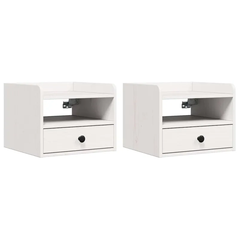 Naktinis staliukas 2 pcs Balta 38 x 36 x 29,5 cm Pušies masyvas