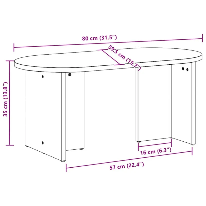 Kavos staliukas Balta 80 x 39,5 x 35 cm Pušies medienos masyvas