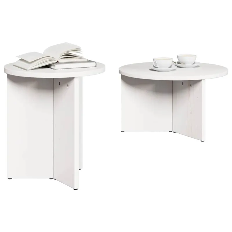Kavos staliukas 2 pcs Balta Pušies medienos masyvas