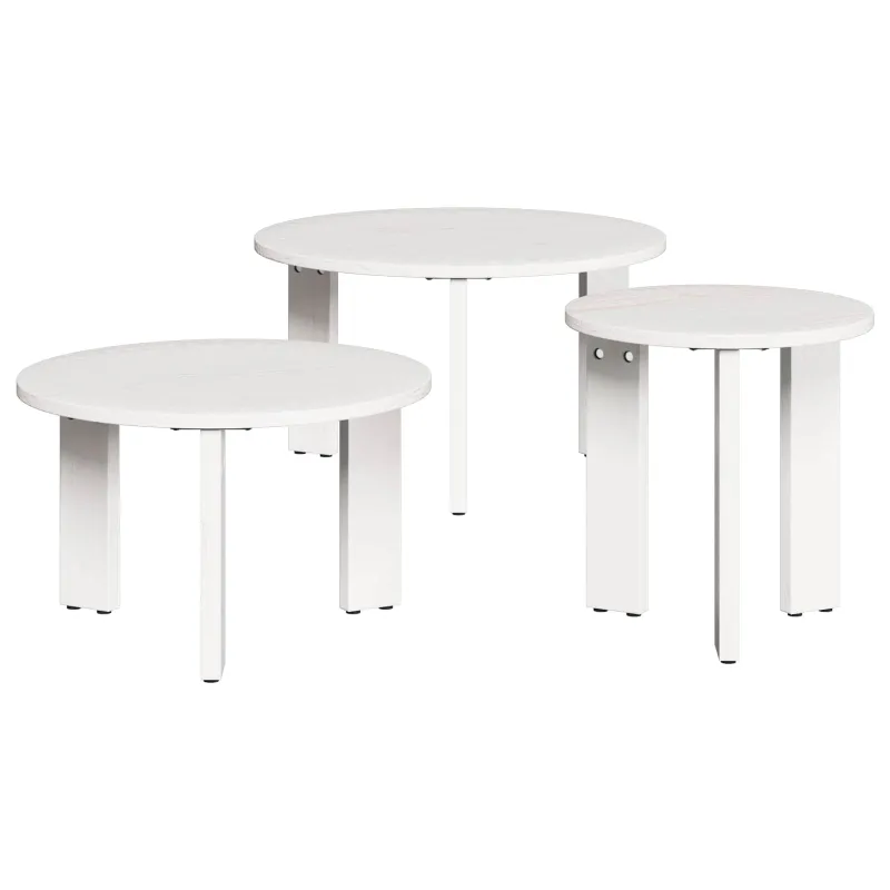 Kavos staliukas 3 pcs Balta Pušies masyvas
