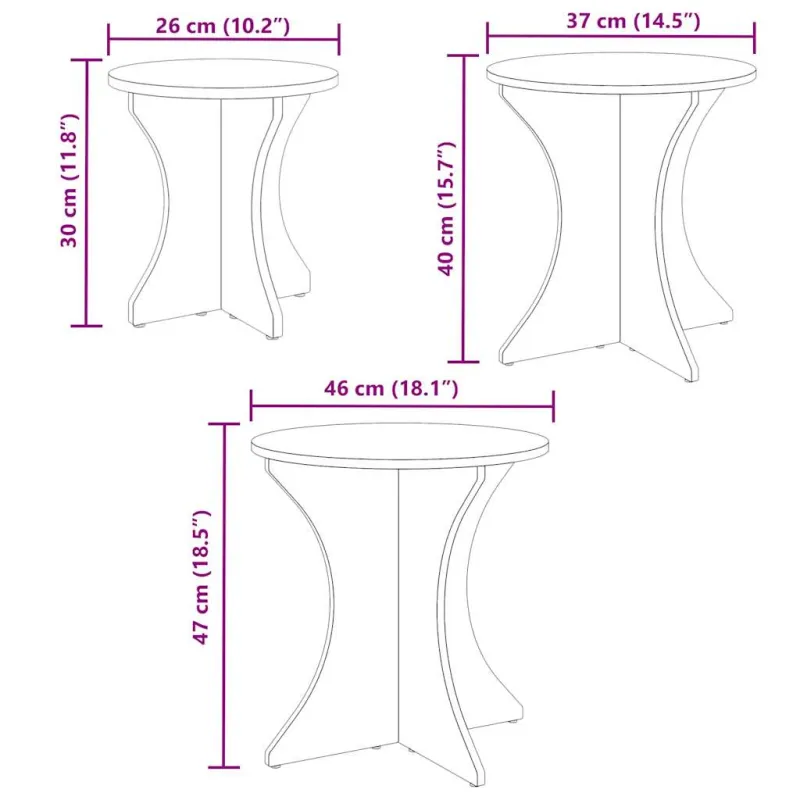 Kavos staliukas 3 pcs Natūrali