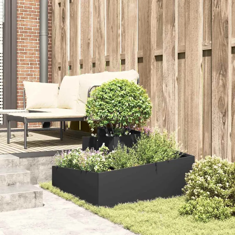 Sodo vazonas Juoda 80 x 80 x 50 cm Šaltai valcuotas plienas