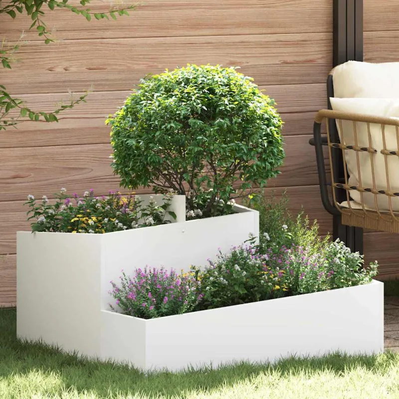 Sodo vazonas Balta 80 x 80 x 50 cm Šaltai valcuotas plienas