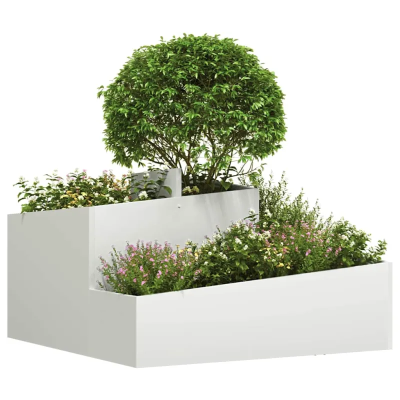 Sodo vazonas Balta 80 x 80 x 50 cm Šaltai valcuotas plienas