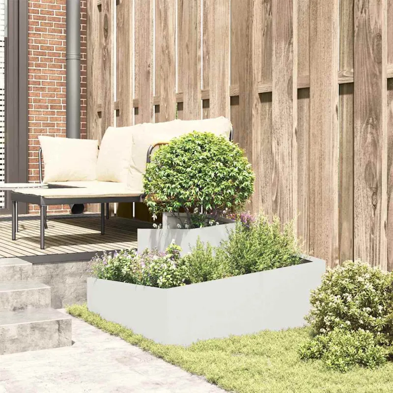 Sodo vazonas Balta 80 x 80 x 50 cm Šaltai valcuotas plienas