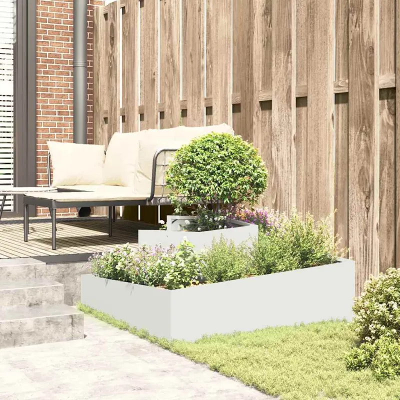 Sodo vazonas Balta 100 x 100 x 50 cm Šaltai valcuotas plienas