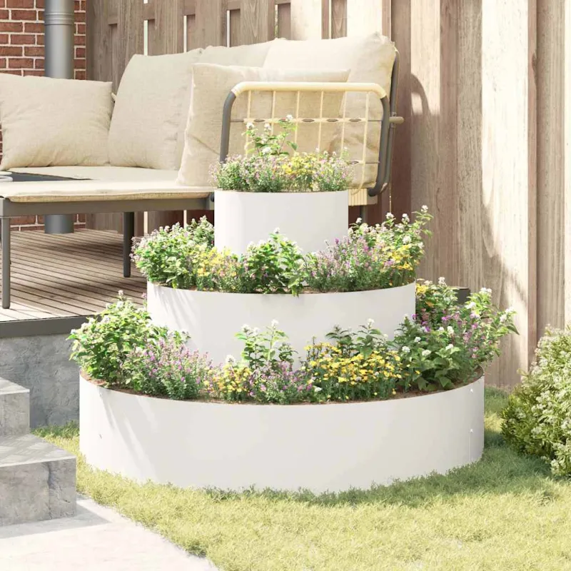 Sodo vazonas Balta 90 x 90 x 20 cm Šaltai valcuotas plienas