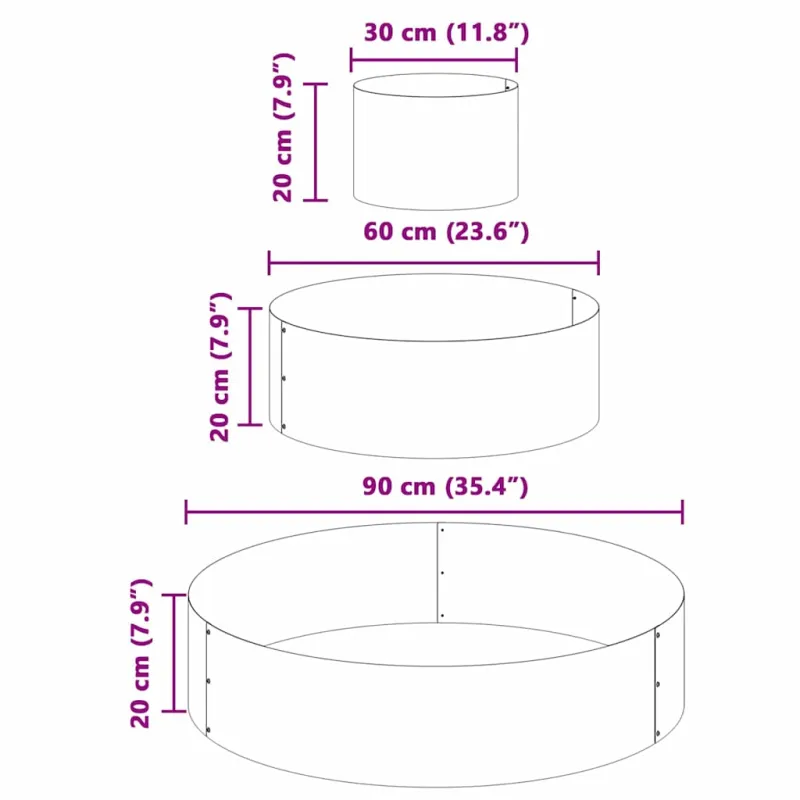 Sodo vazonas Balta 90 x 90 x 20 cm Šaltai valcuotas plienas