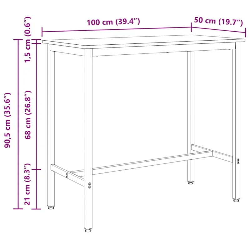 staliuku Pilkas Sonoma 100 x 50 x 90,5 cm
