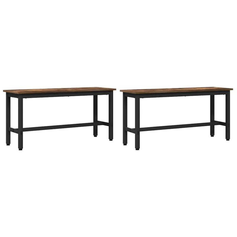 Valgomojo suolas 2 pcs Rūkyta ąžuolas 100 x 32,5 x 48,5 cm
