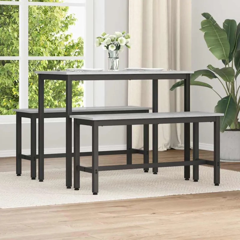 Valgomojo suolas 2 pcs Pilkas Sonoma 100 x 32,5 x 48,5 cm