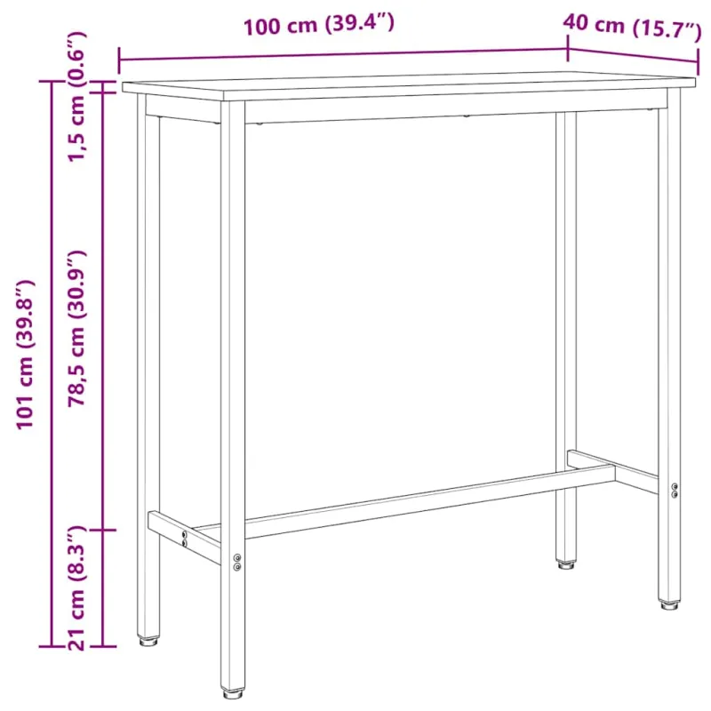 staliuku Balta 100 x 40 x 101 cm Inžinerinė mediena ir plienas