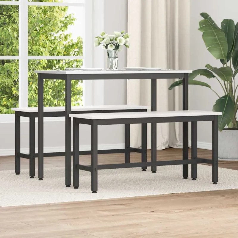 Valgomojo suolas 2 pcs Balta 100 x 32,5 x 49 cm