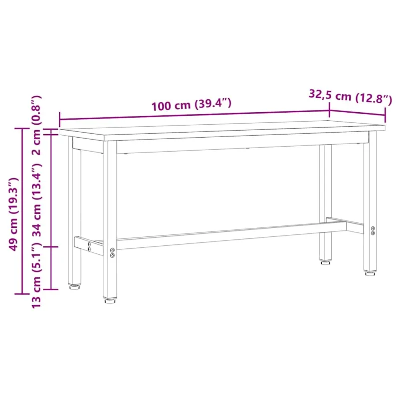 Valgomojo suolas 2 pcs Balta 100 x 32,5 x 49 cm