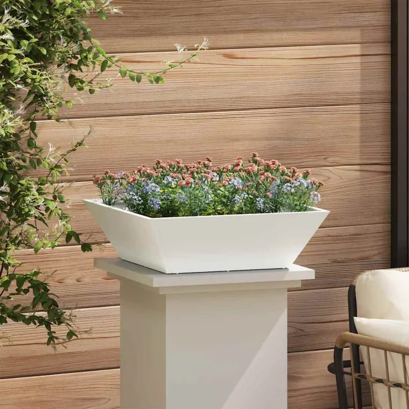 Sodo vazonas Balta 50 x 50 x 15 cm Šaltai valcuotas plienas