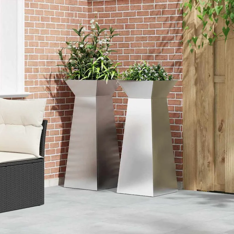 Stulpinis sodinukas 2 pcs Sidabro 40 x 40 x 100 cm