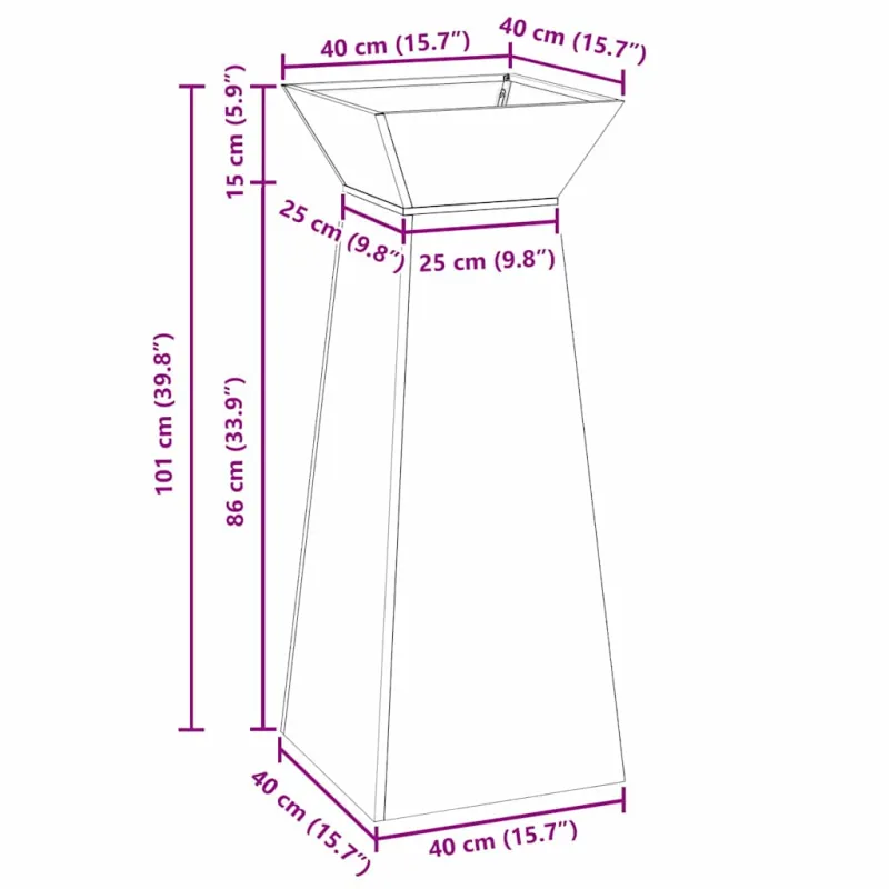 Stulpinis sodinukas 2 pcs Sidabro 40 x 40 x 100 cm