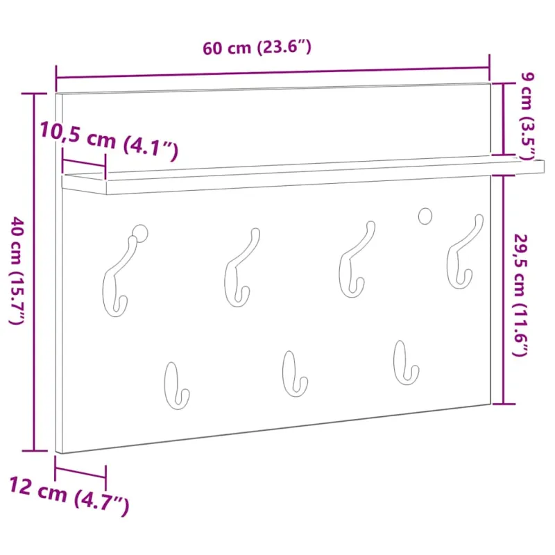 Prikabinamas paltas su lentyna Pilkas Sonoma 60 x 40 x 12 cm