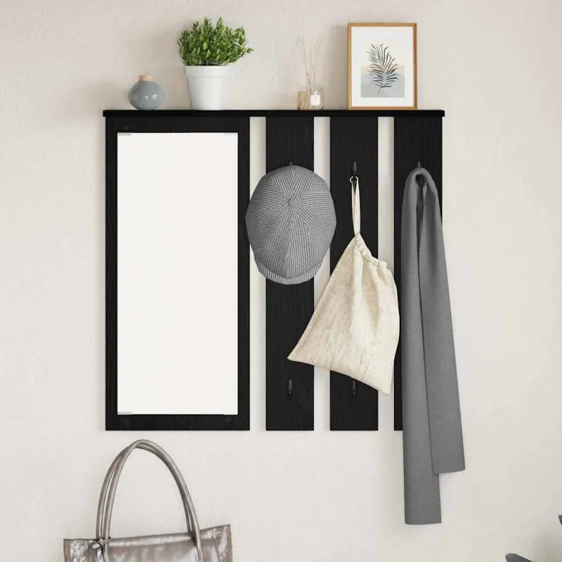 Prikabinamas paltas su lentyna juoda ąžuolo 84 x 10 x 80 cm