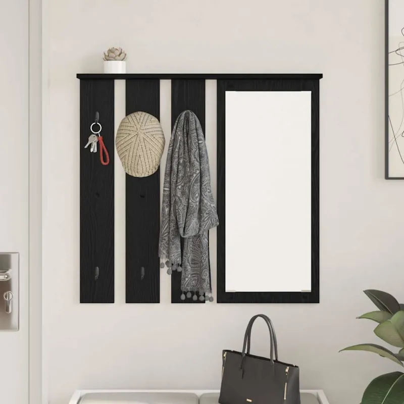 Prikabinamas paltas su lentyna juoda ąžuolo 84 x 10 x 80 cm