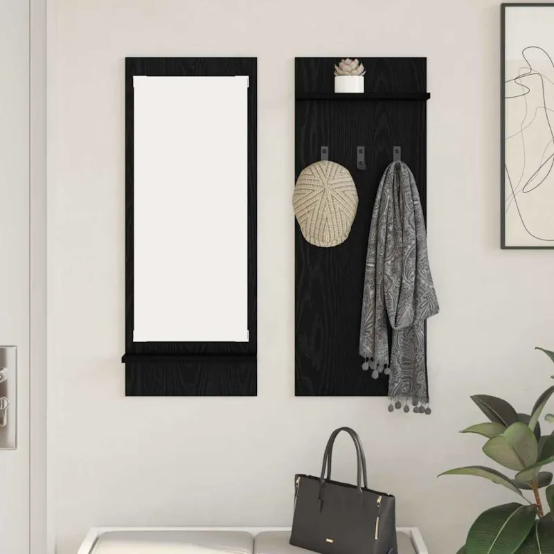 Prikabinamas paltas su lentyna Juodas ąžuolas 70 x 10 x 90 cm
