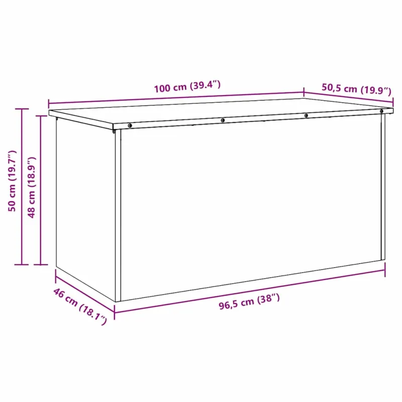 Lauko saugojimo dėžė Juoda 100 x 50,5 x 50 cm Plienas