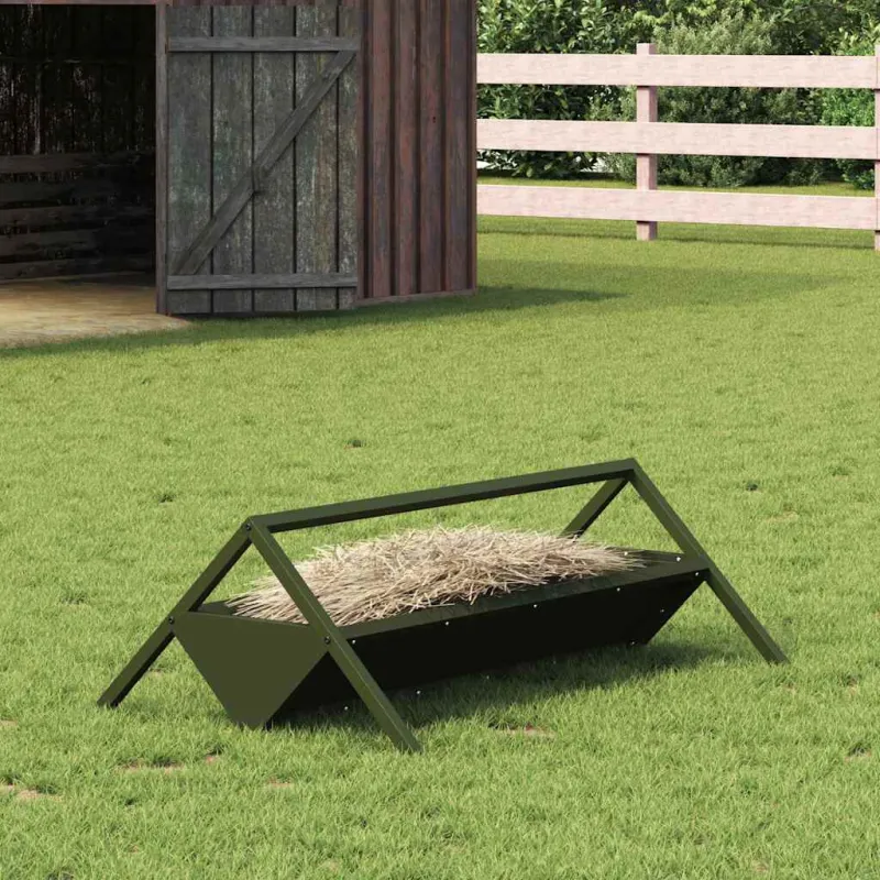 Gyvulių pašarų lova Alyvuogių žalia 111 x 76 x 38 cm