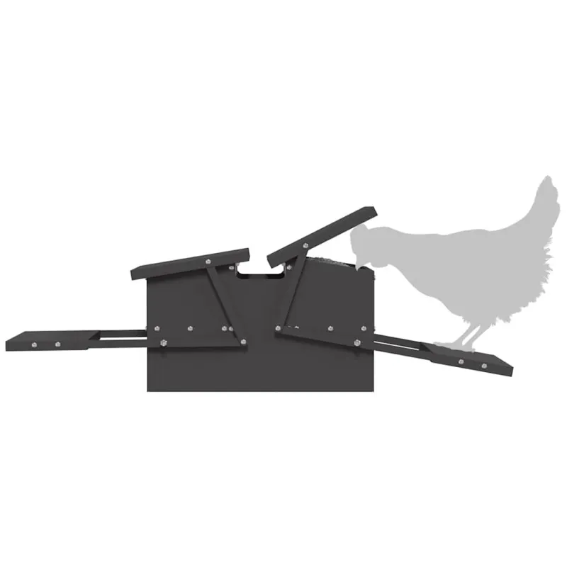 Vištų treadle šėrykla Juoda 75 x 53 x 20,5 cm