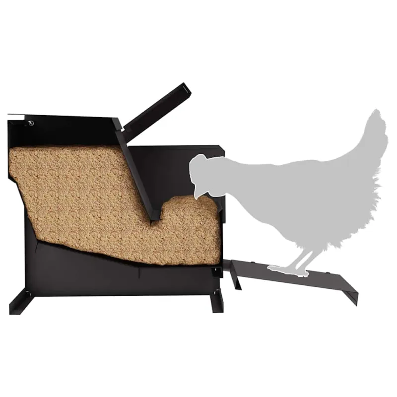 Vištų treadle šėrykla Juoda 50 x 40 x 29 cm