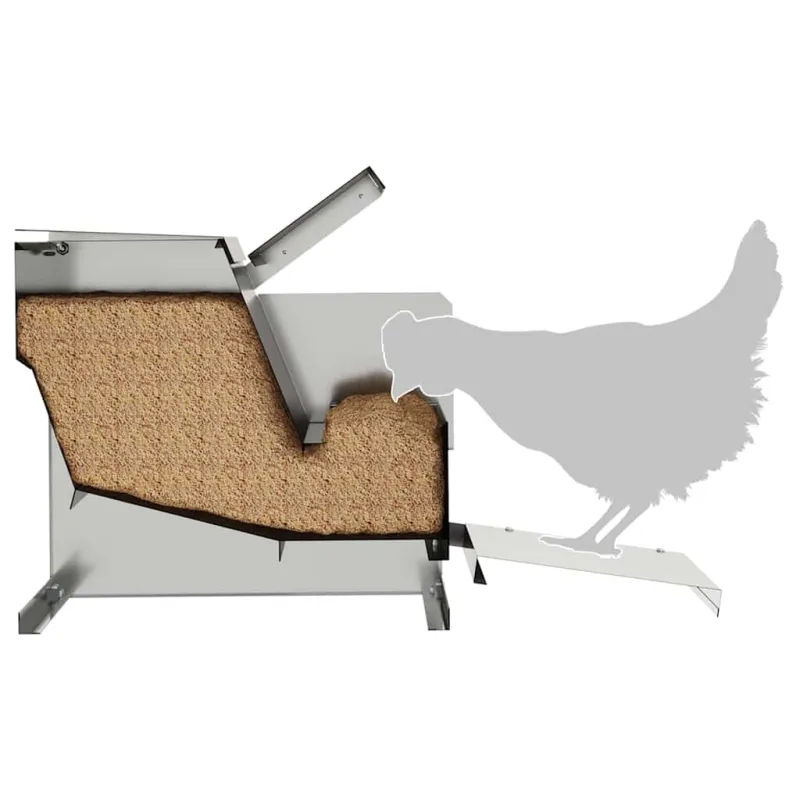 Vištų treadle šėrykla Sidabro 50 x 40 x 29 cm Cinkuota plienas