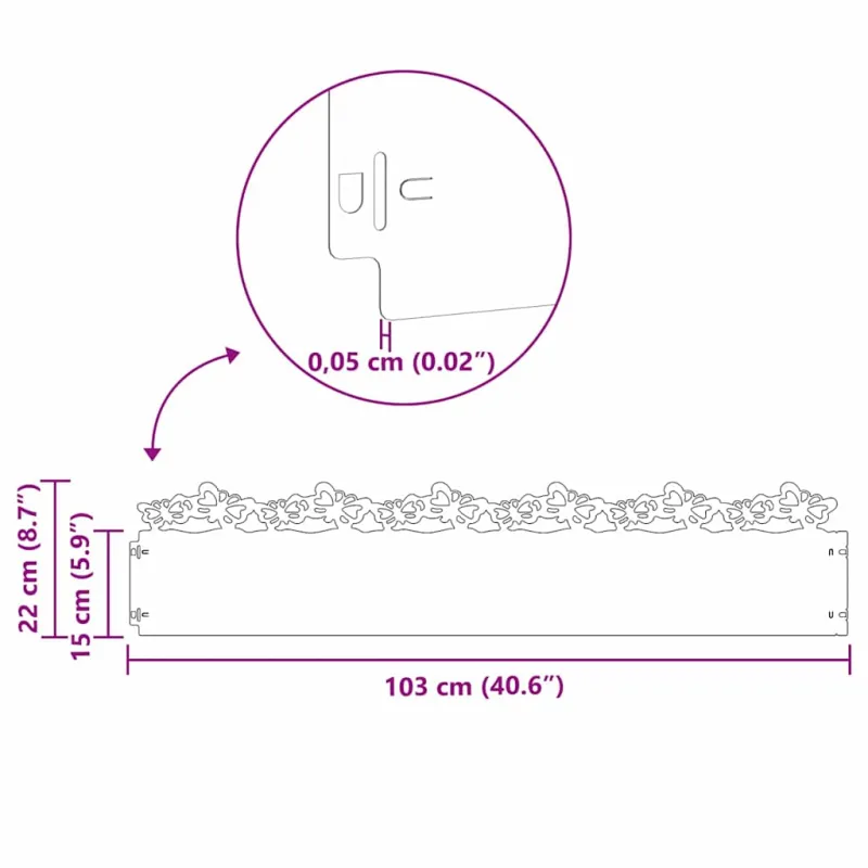 Vejos borteliai 30 pcs Juoda 103 x 0,05 x 22 cm Plienas