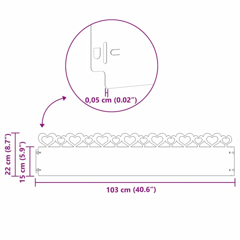 Vejos borteliai 10 pcs Antracitas 103 x 0,05 x 22 cm Plienas