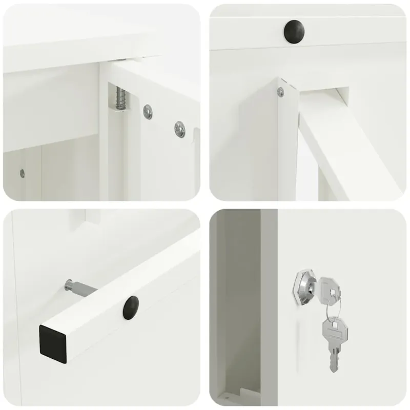 mailbox su saugykla su durimis Balta 30 x 20 x 55 cm Plienas